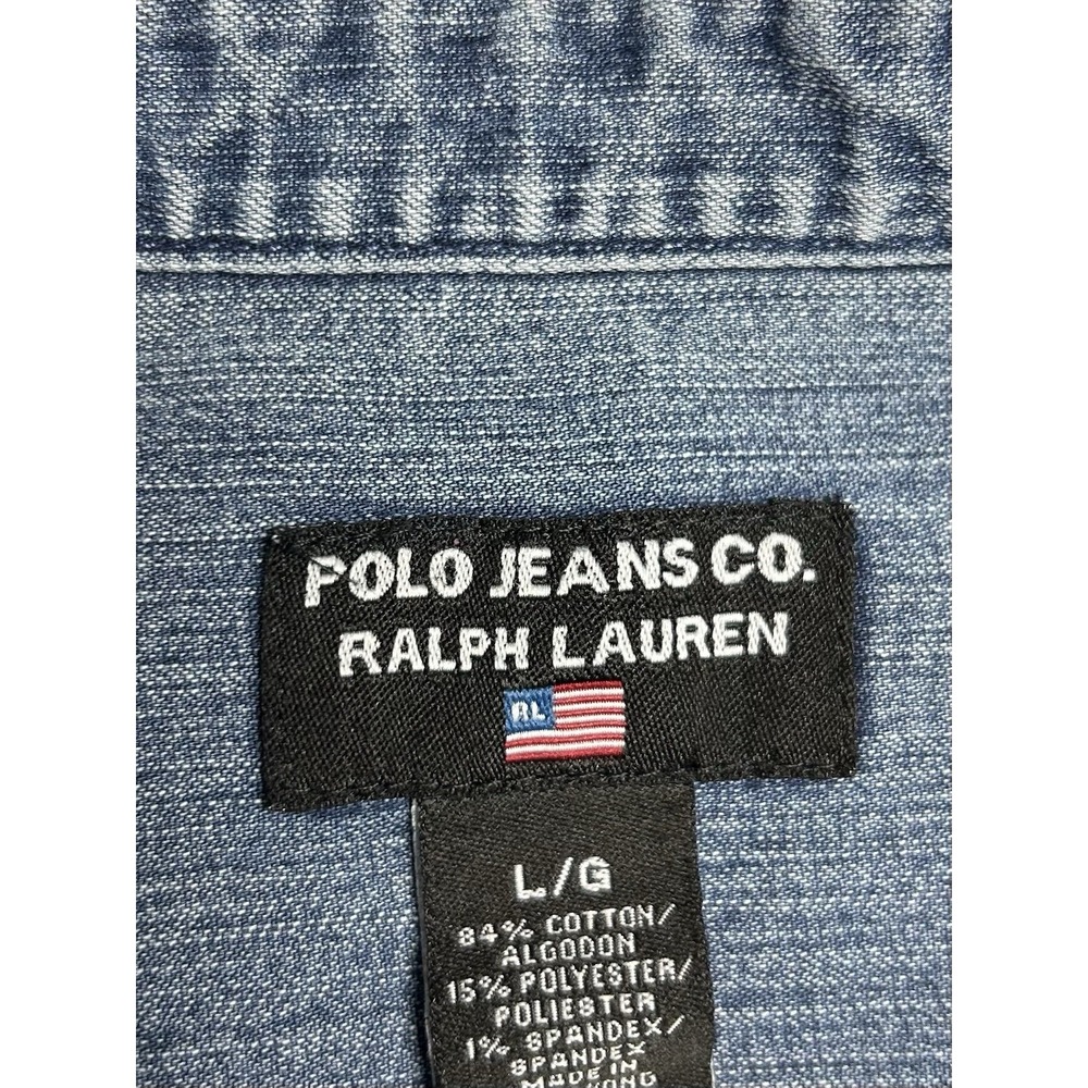 Polo Jeans Co Ralph Lauren Women's Western VTG Denim Shirt 3/4 Sleeves Snaps L - Picture 4 of 15